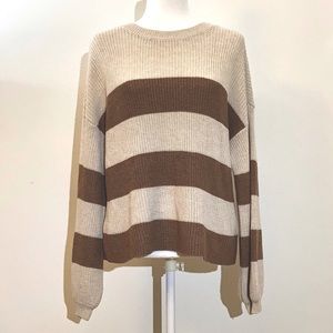 Cupcake & Cashmere Oatmeal Striped Balloon Sleeve